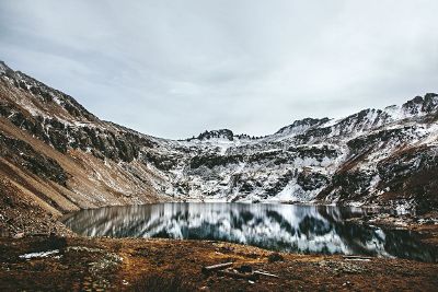 mountains surrounding lake