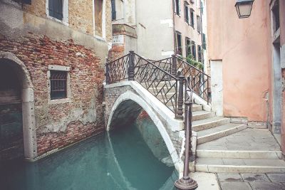 stairs over a canal of water