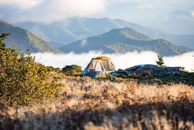 early morning campsite