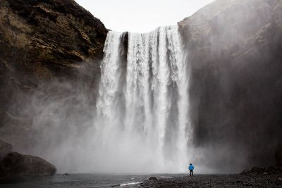 water flowing off rocks