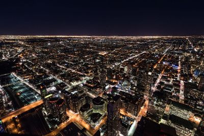 illuminated cityscape at night
