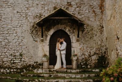 married couple kissing