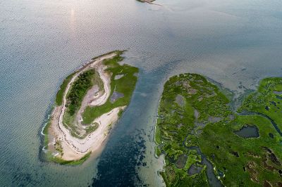 aerial photo of an island