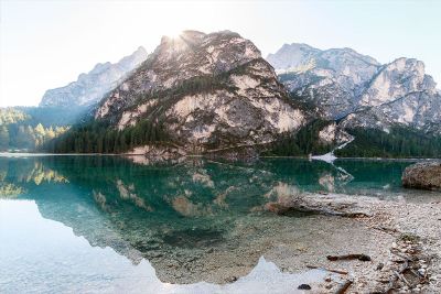 mountains reflected on a lake