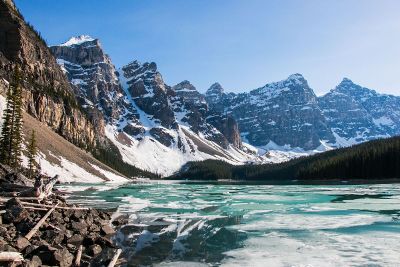 melting snow mountain view