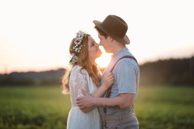 young man and woman embracing