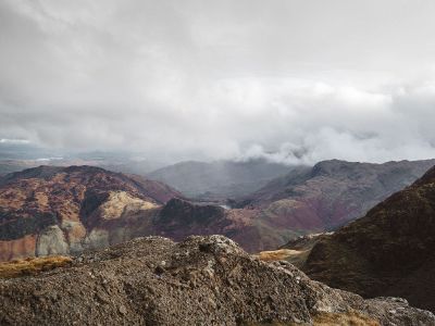 mountain view with rain clouds