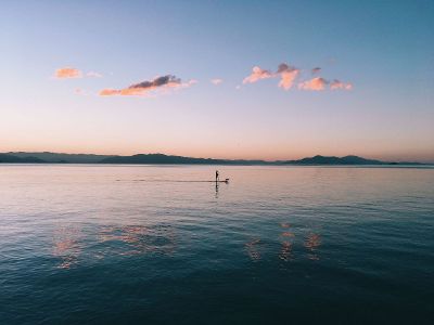 man on river