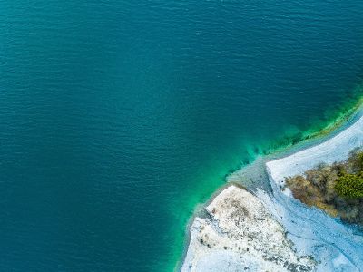 overhead view of shoreline