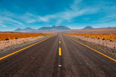 road through desert torwards mountain