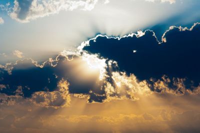 sunrays behind clouds