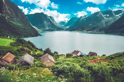 village next to lake