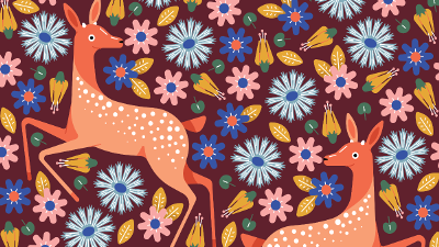 deer and floral print